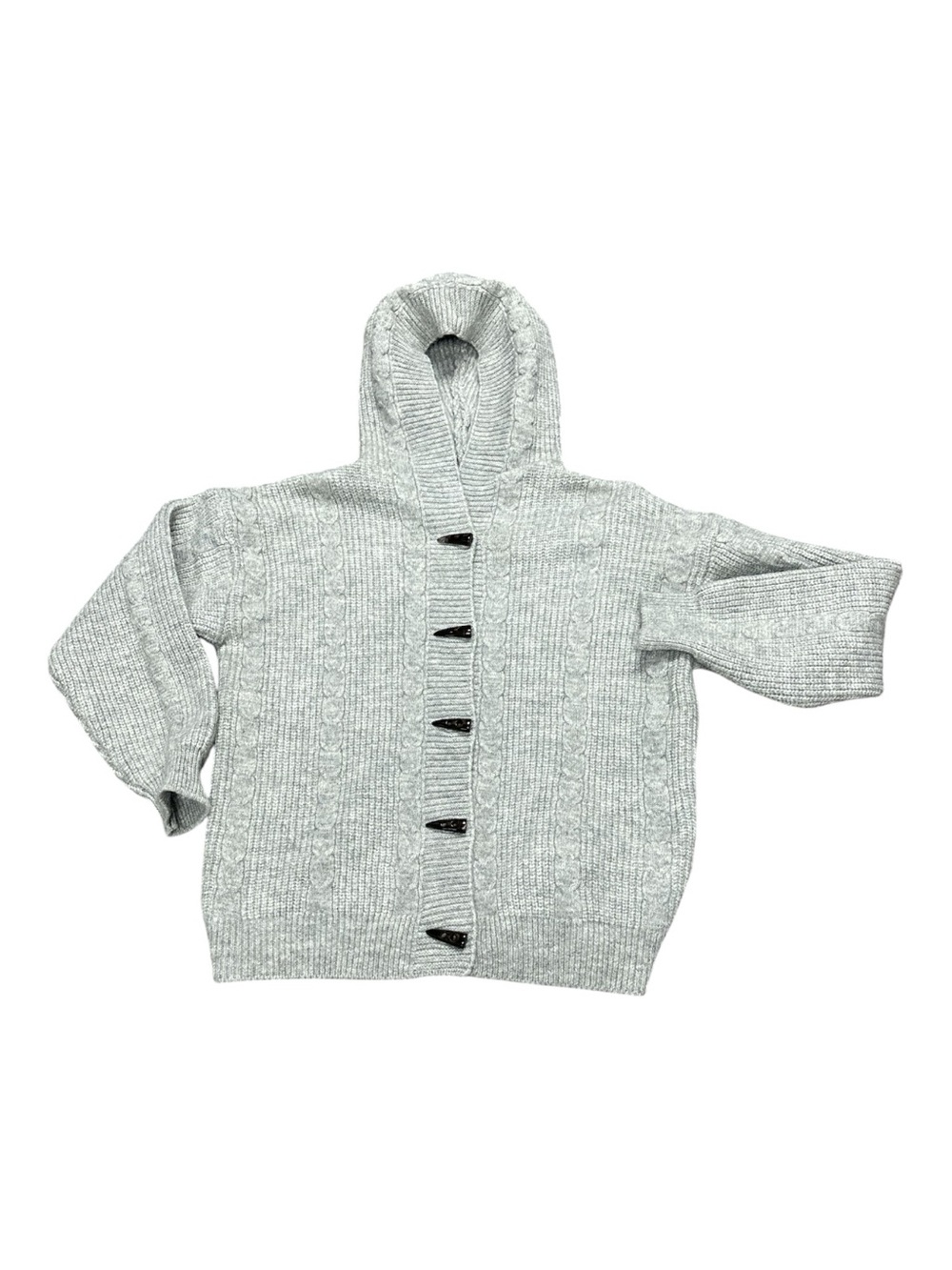 Sorouze- NWT - Women's Hooded Cable Knit Button Sweater Cardigan - Gray